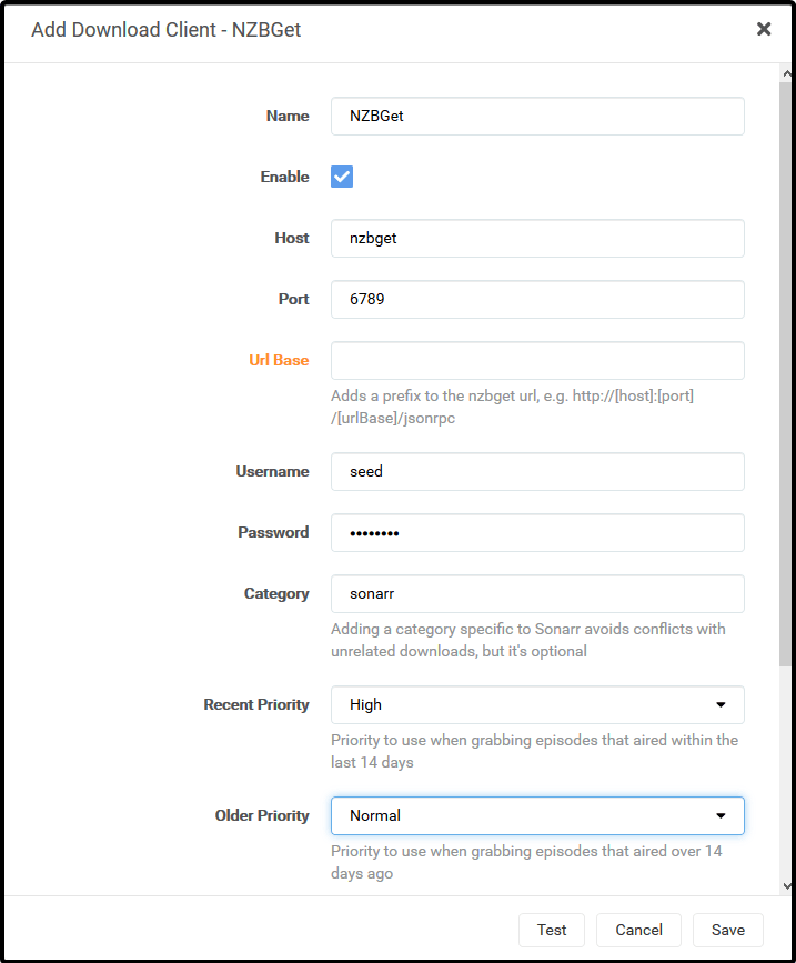 Sonarr NZBGet Downloader